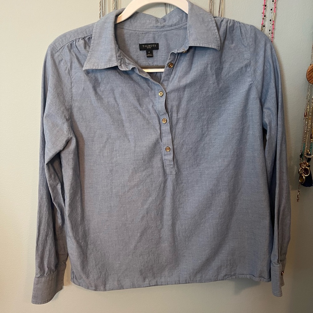 Talbots light blue denim blouse